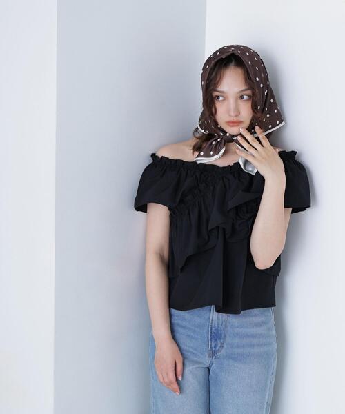 NATURAL BEAUTY BASIC(ナチュラルビューティーベーシック)の「◇クロスフリルギャザーブラウス(シャツ/ブラウス・レディース・オフホワイト/ワイン/ブラック・MEDIUM/SMALL)」の13枚目の写真