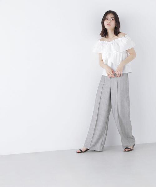 NATURAL BEAUTY BASIC(ナチュラルビューティーベーシック)の「◇クロスフリルギャザーブラウス(シャツ/ブラウス・レディース・オフホワイト/ワイン/ブラック・MEDIUM/SMALL)」の9枚目の写真