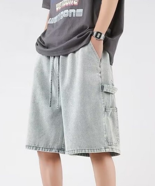 MGV（エムジーヴィー）の「デニムワークハーフパンツ（デニムパンツ・メンズ・ブルー/ライトブルー・MEDIUM/LARGE/X-LARGE）」の2枚目の写真