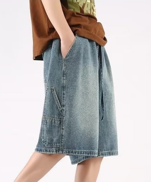 MGV（エムジーヴィー）の「デニムワークハーフパンツ（デニムパンツ・メンズ・ブルー/ライトブルー・MEDIUM/LARGE/X-LARGE）」の3枚目の写真