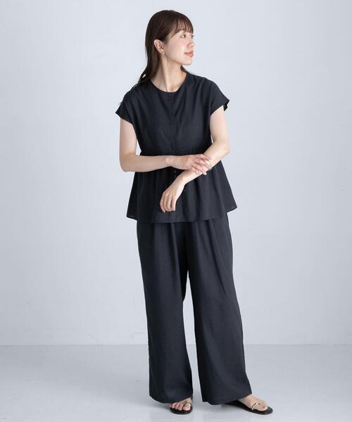 セール】『WEB/一部店舗限定』リネン混ペプラムセットアップ