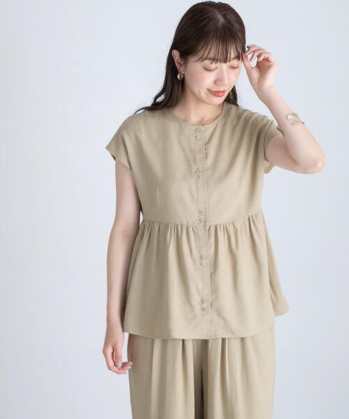 セール】『WEB/一部店舗限定』リネン混ペプラムセットアップ