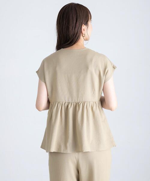 セール】『WEB/一部店舗限定』リネン混ペプラムセットアップ