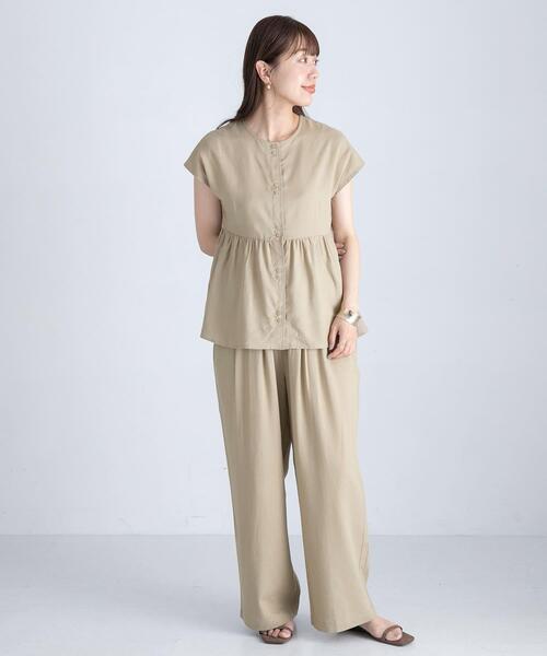 URBAN RESEARCH Sonny Label(アーバンリサーチサニーレーベル)の「『WEB/一部店舗限定』リネン混ペプラムセットアップ(ワンピース・レディース・ベージュ/チャコールグレー・FREE)」の19枚目の写真