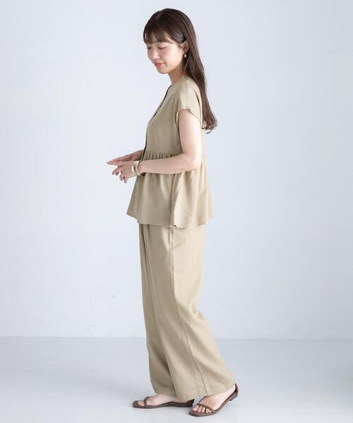 ✨未使用級 リルーム アーバンビーチクラブ セットアップ 3ピース リネン セール】『WEB/一部店舗限定』リネン混ペプラムセットアップ
