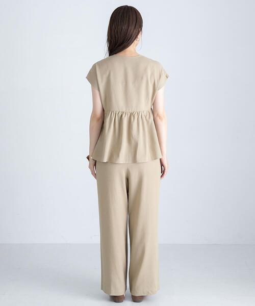 セール】『WEB/一部店舗限定』リネン混ペプラムセットアップ