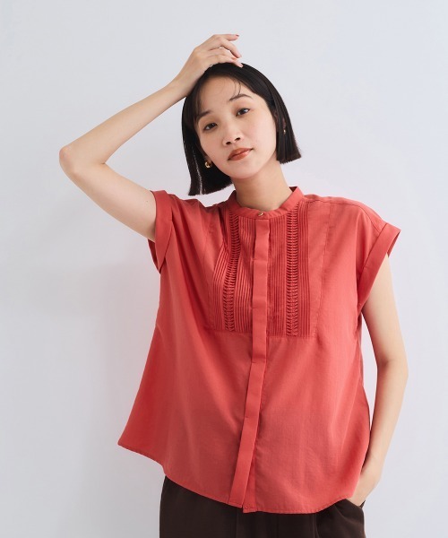 VICKY（ビッキー）の「ハシゴレースフレンチスリーブブラウス≪手洗い可能≫（シャツ/ブラウス・レディース・ホワイト/オレンジ/ブラック・M）」の3枚目の写真