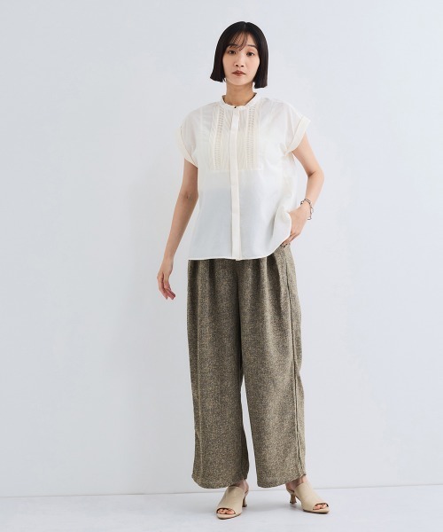 VICKY（ビッキー）の「ハシゴレースフレンチスリーブブラウス≪手洗い可能≫（シャツ/ブラウス・レディース・ホワイト/オレンジ/ブラック・M）」の4枚目の写真