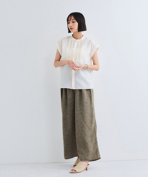 VICKY（ビッキー）の「ハシゴレースフレンチスリーブブラウス≪手洗い可能≫（シャツ/ブラウス・レディース・ホワイト/オレンジ/ブラック・M）」の5枚目の写真