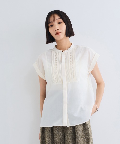 VICKY（ビッキー）の「ハシゴレースフレンチスリーブブラウス≪手洗い可能≫（シャツ/ブラウス・レディース・ホワイト/オレンジ/ブラック・M）」の6枚目の写真