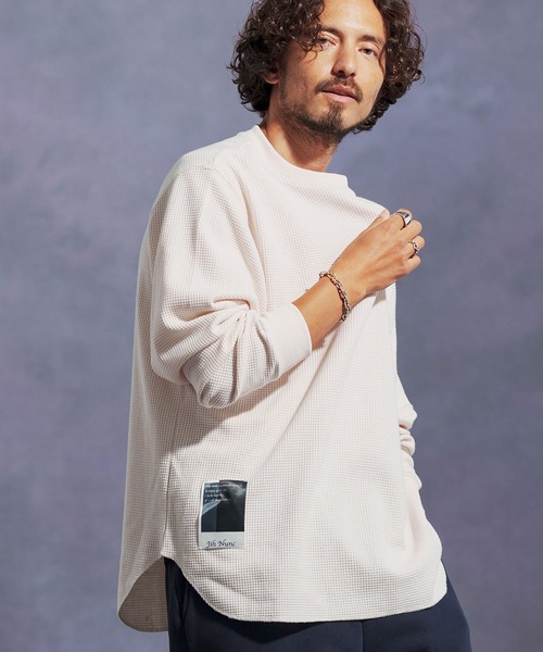 Jih Nunc(ジーヌンク)の「mlt5310-ワッフルクルーネックカットソー(Tシャツ/カットソー・メンズ・オートミール/グリーン/ワインレッド/ブラック/グレー・L/M/S)」の3枚目の写真