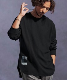 Jih Nuncコットンリネンキーネック7分袖プルオーバーシャツSサイズ　黒 Jih Nuncコットンリネンキーネック7分袖プルオーバーシャツS