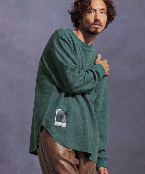 Jih Nunc(ジーヌンク)の「mlt5310-ワッフルクルーネックカットソー(Tシャツ/カットソー・メンズ・オートミール/グリーン/ワインレッド/ブラック/グレー・L/M/S)」の6枚目の写真