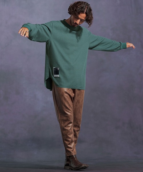 Jih Nunc(ジーヌンク)の「mlt5310-ワッフルクルーネックカットソー(Tシャツ/カットソー・メンズ・オートミール/グリーン/ワインレッド/ブラック/グレー・L/M/S)」の8枚目の写真