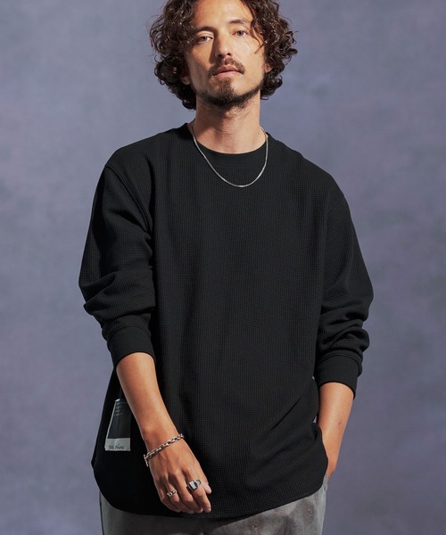 Jih Nunc(ジーヌンク)の「mlt5310-ワッフルクルーネックカットソー(Tシャツ/カットソー・メンズ・オートミール/グリーン/ワインレッド/ブラック/グレー・L/M/S)」の10枚目の写真