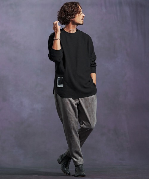 Jih Nunc(ジーヌンク)の「mlt5310-ワッフルクルーネックカットソー(Tシャツ/カットソー・メンズ・オートミール/グリーン/ワインレッド/ブラック/グレー・L/M/S)」の11枚目の写真