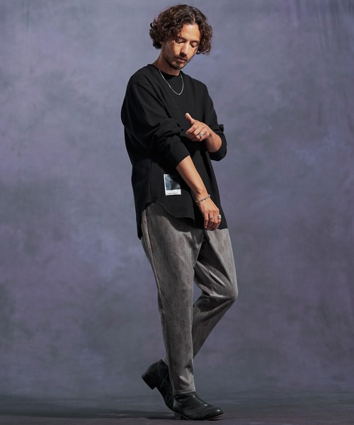 Jih Nunc(ジーヌンク)の「mlt5310-ワッフルクルーネックカットソー(Tシャツ/カットソー・メンズ・オートミール/グリーン/ワインレッド/ブラック/グレー・L/M/S)」の12枚目の写真