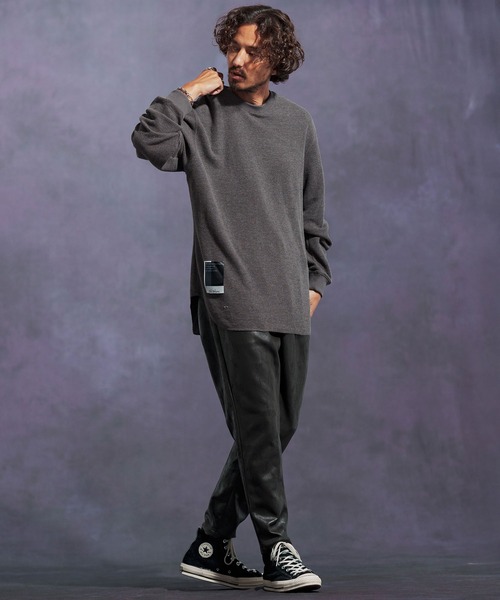 Jih Nunc(ジーヌンク)の「mlt5310-ワッフルクルーネックカットソー(Tシャツ/カットソー・メンズ・オートミール/グリーン/ワインレッド/ブラック/グレー・L/M/S)」の16枚目の写真