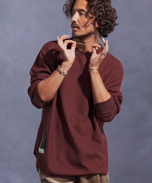 Jih Nunc(ジーヌンク)の「mlt5310-ワッフルクルーネックカットソー(Tシャツ/カットソー・メンズ・オートミール/グリーン/ワインレッド/ブラック/グレー・L/M/S)」の17枚目の写真