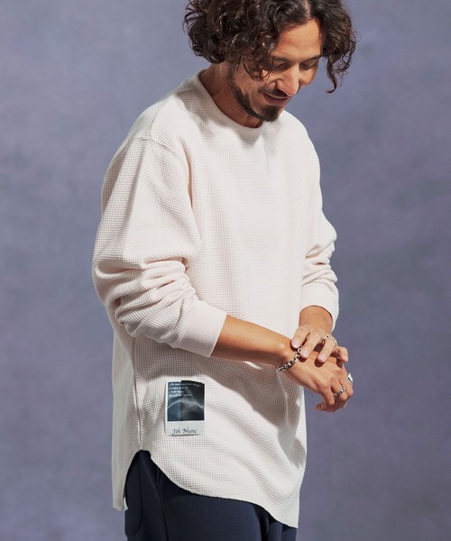 Jih Nunc(ジーヌンク)の「mlt5310-ワッフルクルーネックカットソー(Tシャツ/カットソー・メンズ・オートミール/グリーン/ワインレッド/ブラック/グレー・L/M/S)」の22枚目の写真