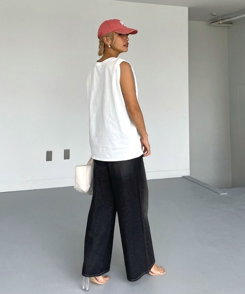 CHERI since1985(シェリ)の「ショルダータックノースリーブ(Tシャツ/カットソー・レディース・ブラック/オフホワイト/グリーン/スミクロ・FREE)」の21枚目の写真