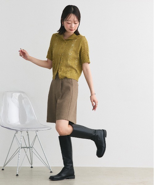 ad thie(アドティエ)の「ハーフスリーブ ポロカラー ニットトップス(ニット/セーター・レディース・レッド/ライトカーキ/アイボリー・FREE)」の14枚目の写真