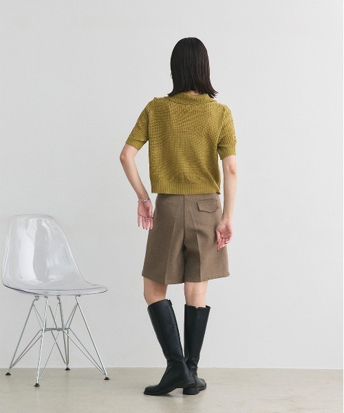 ad thie(アドティエ)の「ハーフスリーブ ポロカラー ニットトップス(ニット/セーター・レディース・レッド/ライトカーキ/アイボリー・FREE)」の15枚目の写真