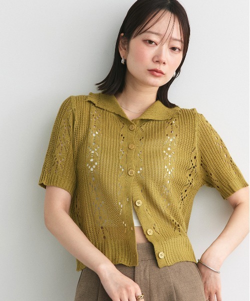 ad thie(アドティエ)の「ハーフスリーブ ポロカラー ニットトップス(ニット/セーター・レディース・レッド/ライトカーキ/アイボリー・FREE)」の17枚目の写真