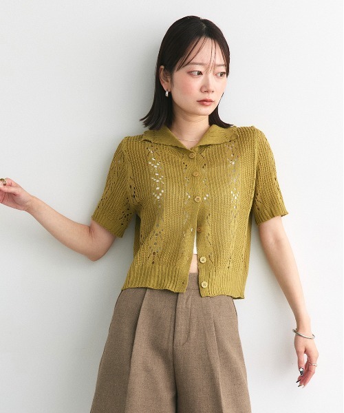 ad thie(アドティエ)の「ハーフスリーブ ポロカラー ニットトップス(ニット/セーター・レディース・レッド/ライトカーキ/アイボリー・FREE)」の18枚目の写真