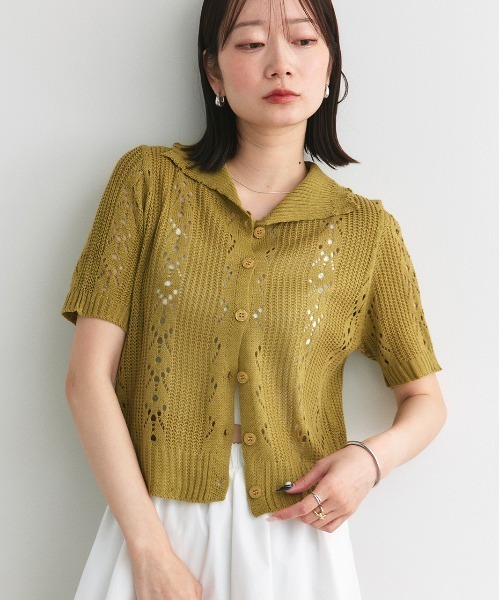 ad thie(アドティエ)の「ハーフスリーブ ポロカラー ニットトップス(ニット/セーター・レディース・レッド/ライトカーキ/アイボリー・FREE)」の21枚目の写真