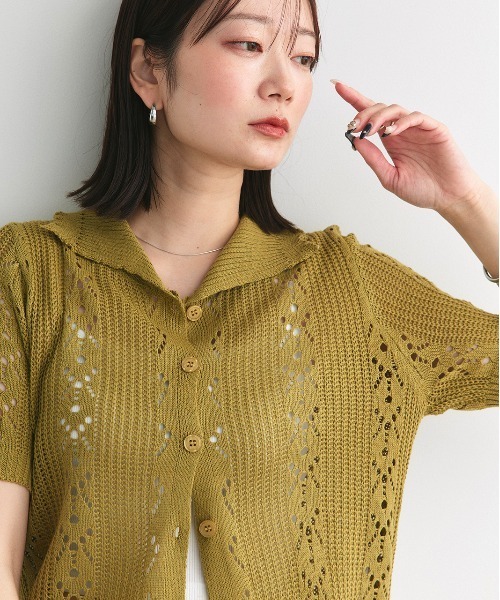 ad thie(アドティエ)の「ハーフスリーブ ポロカラー ニットトップス(ニット/セーター・レディース・レッド/ライトカーキ/アイボリー・FREE)」の22枚目の写真