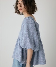 crie conforto | ツイードバルーンスリーブブラウス　秋服(シャツ/ブラウス)