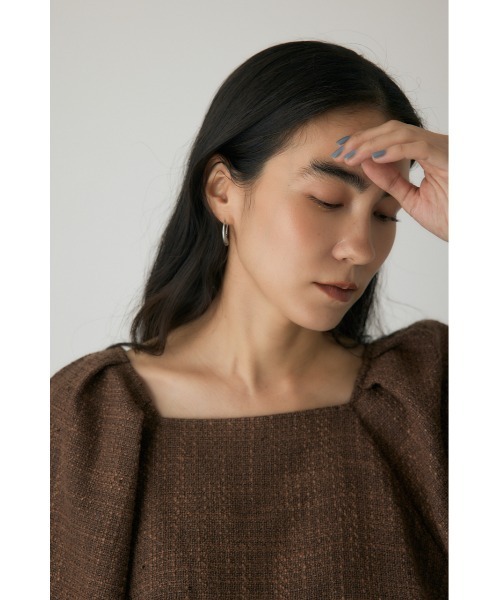 crie conforto（クリーコンフォルト）の「ツイードバルーンスリーブブラウス　秋服（シャツ/ブラウス・レディース・ライトブルー/ブラウン・FREE）」の4枚目の写真