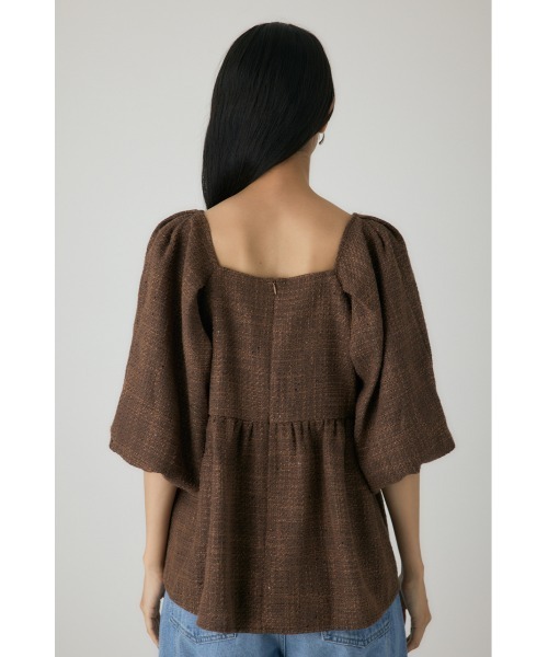 crie conforto（クリーコンフォルト）の「ツイードバルーンスリーブブラウス　秋服（シャツ/ブラウス・レディース・ライトブルー/ブラウン・FREE）」の8枚目の写真