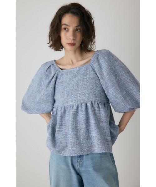 crie conforto（クリーコンフォルト）の「ツイードバルーンスリーブブラウス　秋服（シャツ/ブラウス・レディース・ライトブルー/ブラウン・FREE）」の14枚目の写真