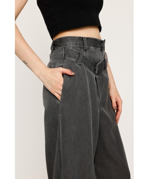 SLY（スライ）の「ASYMMETRY WAIST STRAIGHT PT アシンメトリー ウエスト ストレートパンツ（スラックス・レディース・ブラック/グレー・1/2）」の12枚目の写真