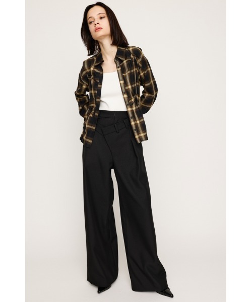 SLY（スライ）の「ASYMMETRY WAIST STRAIGHT PT アシンメトリー ウエスト ストレートパンツ（スラックス・レディース・ブラック/グレー・1/2）」の4枚目の写真