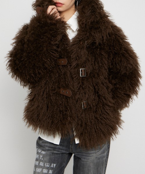 LONG FAUX FUR BELTED ジャケット（その他アウター）｜LAGUA GEM