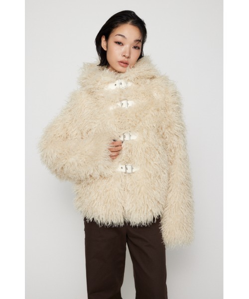 【LAGUA GEM】LONG FAUX FUR BELTED jacket LONG FAUX FUR BELTED ジャケット（その他アウター）｜LAGUA GEM