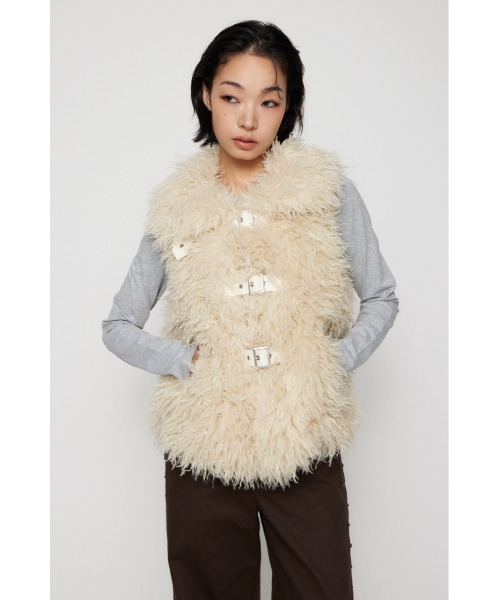 LONG FAUX FUR BELTED ジャケット（その他アウター）｜LAGUA GEM