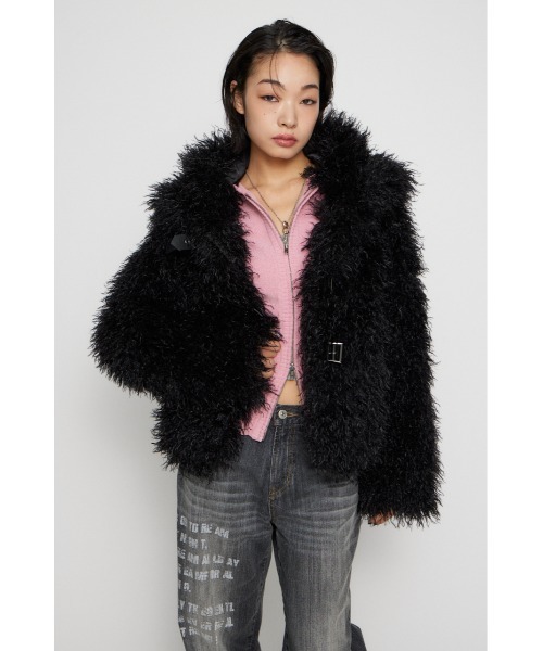 LONG FAUX FUR BELTED ジャケット LONG FAUX FUR BELTED ジャケット（その他アウター）｜LAGUA GEM