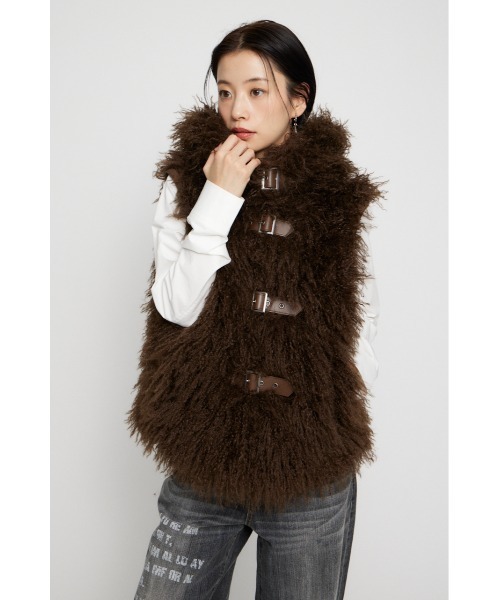 タグ付き　新品　LONG FAUX FUR BELTED ジャケット LONG FAUX FUR BELTED ジャケット（その他アウター）｜LAGUA GEM