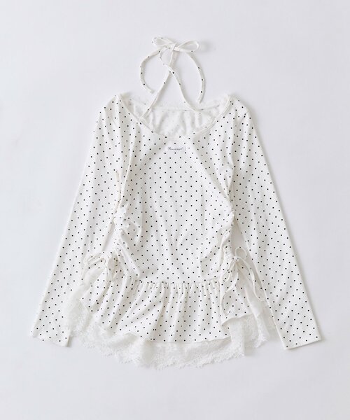 OLIVE des OLIVE(オリーブデオリーブ)の「裾レースドロストトップス(Tシャツ/カットソー・レディース・チャコールグレー/オフホワイト/ブラック/ブラック系その他・FREE)」の18枚目の写真