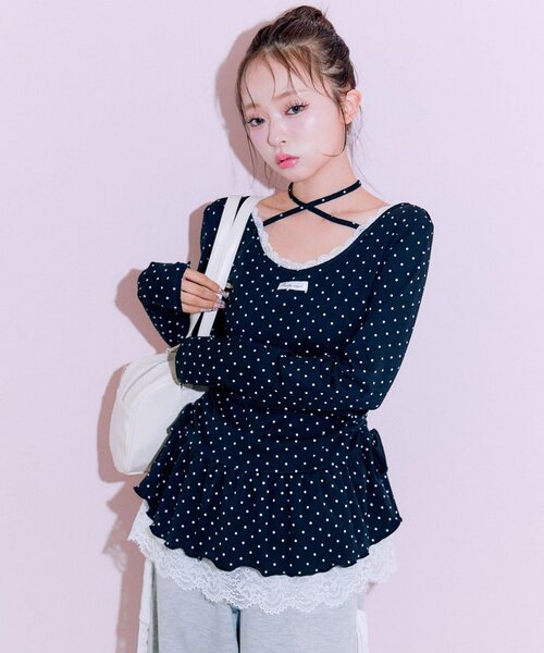 トップス amozon セール】裾レースドロストトップス（Tシャツ/カットソー）｜OLIVE des