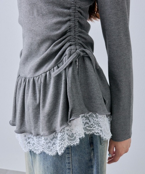 OLIVE des OLIVE（オリーブデオリーブ）の「裾レースドロストトップス