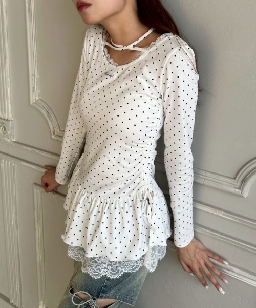 【Sarah様】OLIVE des OLIVE 裾レースドロストトップス 裾レースドロストトップス（Tシャツ/カットソー）｜OLIVE des OLIVE