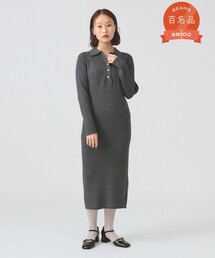 Ray BEAMS | リブ ニット ポロ ワンピース(ワンピース)