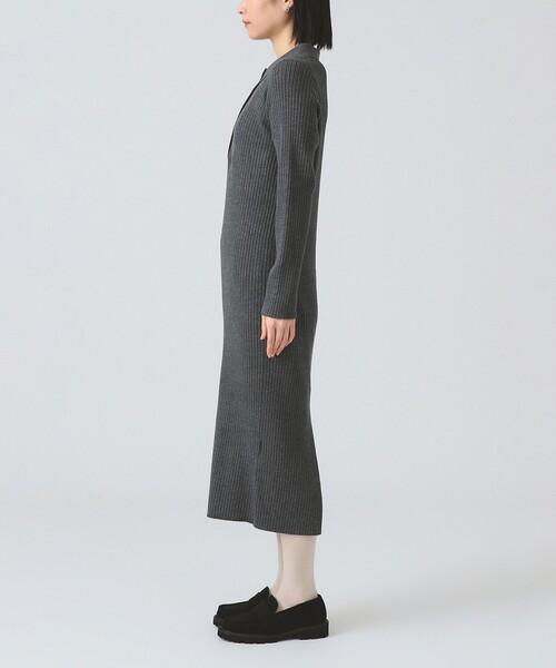 Ray BEAMS（レイビームス）の「リブ ニット ポロ ワンピース（ワンピース・レディース・ブラック/グレー/ダークブラウン・ONE SIZE）」の14枚目の写真