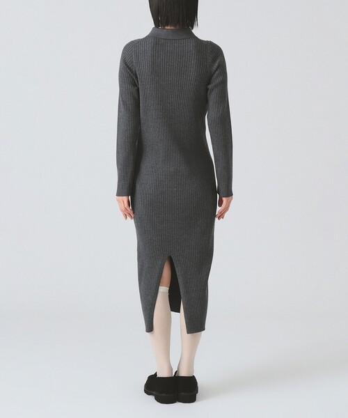 Ray BEAMS（レイビームス）の「リブ ニット ポロ ワンピース（ワンピース・レディース・ブラック/グレー/ダークブラウン・ONE SIZE）」の15枚目の写真