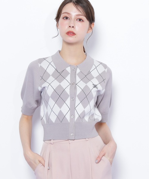 JILL by JILL STUART(ジルバイジルスチュアート)の「◇ポロ衿アーガイルニット(ニット/セーター・レディース・ピンク系その他/グレー系その他/レッド系その他・FREE)」の3枚目の写真